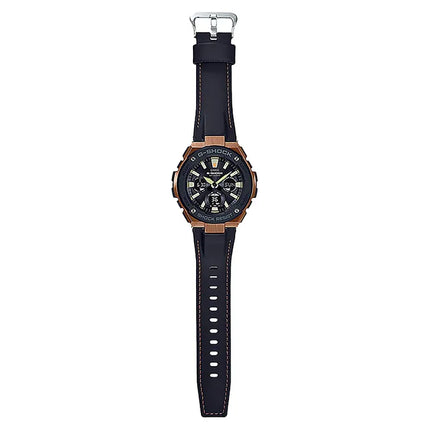 Casio G-Shock GST-S120L-1ADR G-Steel Black Digital Analog Dial Black Tough Leather Strap
