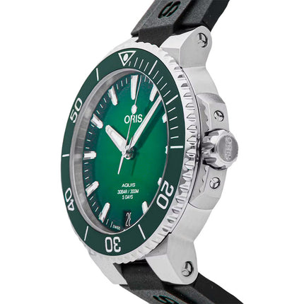 Oris Aquis 01-400-7769-4157-07-4-22-74FC Date Calibre 400 Green Dial Black Rubber Strap