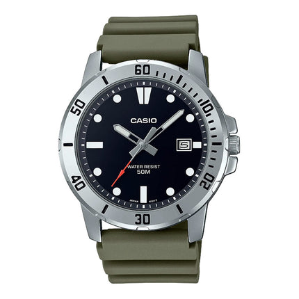 Casio General MTP-VD01-3EVUDF Men Black Dial Green Resin Band