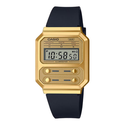 Casio General A100WEFG-9ADF Illuminator Vintage Digital Dial Black Resin Band