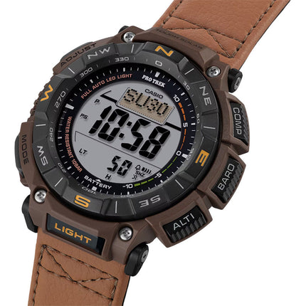 Casio Pro Trek PRG-340L-5DR CASTLON Climber Line Digital Dial Coyote Brown Leather Band
