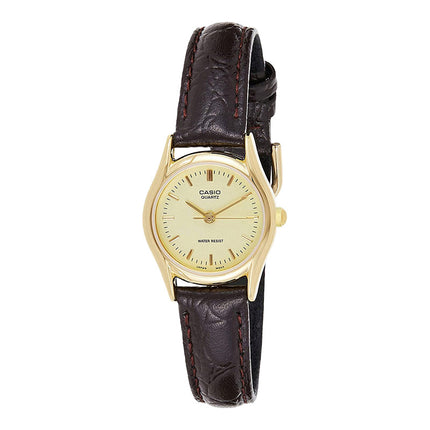 Casio General LTP-1094Q-9ARDF Enticer Ladies Gold Dial Brown Leather Band