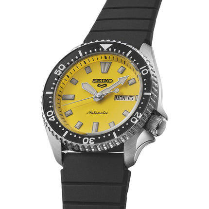 Seiko 5 Sports SRPL87K1 SKX Series Automatic Redux in Ki-iro Yellow Dial Black Silicone Strap