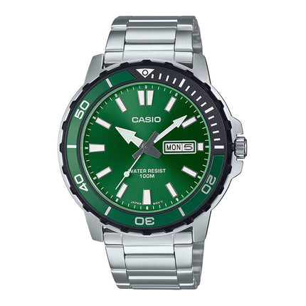 Casio General MTD-125D-3AVDF Men Analog Green Dial Stainless Steel Band