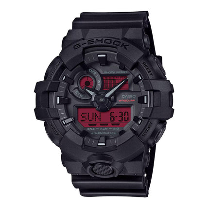 Casio G-Shock GA-700BBR-1ADR Black and Bold Red Series Digital Analog Dial Black Resin Band