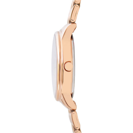 Alba Fashion AG8Q72X1 Ladies Analog Light Pink Mother of Pearl Dial Rose Gold Stainless Steel Strap