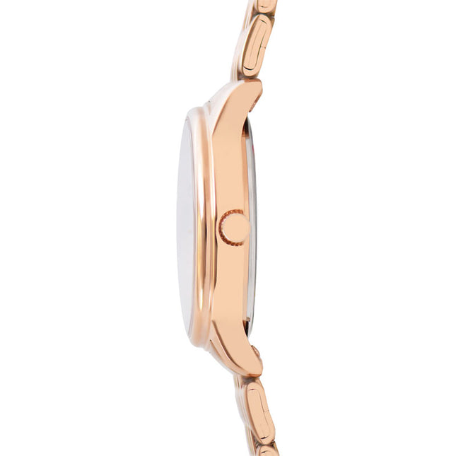 Alba Fashion AG8Q72X1 Ladies Analog Light Pink Mother of Pearl Dial Rose Gold Stainless Steel Strap