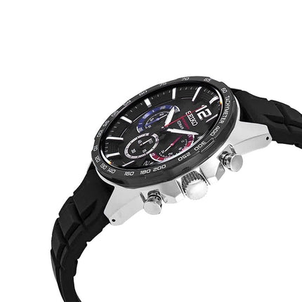 Seiko Chronograph SSB347P1 Neo Sport Black Dial Black Rubber Strap