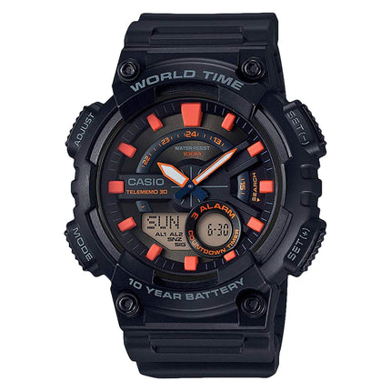 Casio General AEQ-110W-1A2VDF Men Digital Analog Dial Black Resin Band