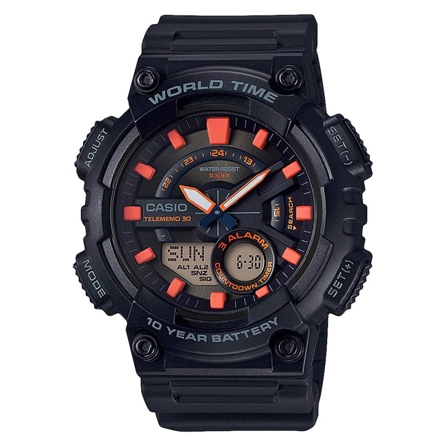 Casio General AEQ-110W-1A2VDF Men Digital Analog Dial Black Resin Band