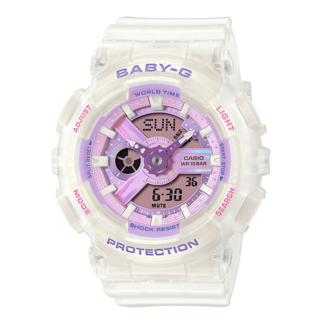 Casio Baby-G BA-110PS-7ADR Ladies Purple Digital Analog Dial Transparent Resin Band