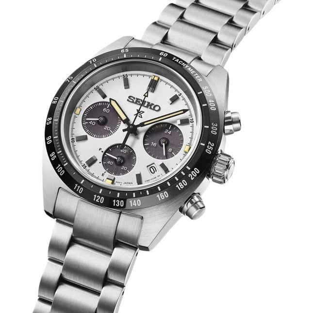 Seiko Prospex SSC961P1 Speedtimer Youngtimer Solar Chrono In Monochrome Stainless Steel Strap