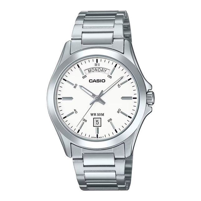Casio General MTP-1370D-7A3VDF Enticer Men White Dial Stainless Steel Band