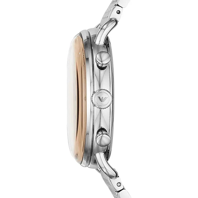 Emporio Armani AR11239 Chronograph Men Beige Dial Stainless Steel Strap