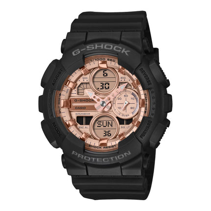 Casio G-Shock GMA-S140PG-1ADR Women Digital Analog Metallic Dial Black Resin Band
