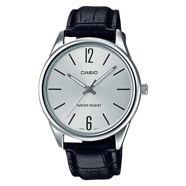 Casio General MTP-V005L-7BUDF Men Silver Dial Black Leather Band