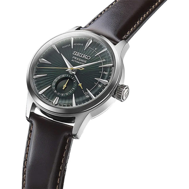 Seiko Presage SSA459J1 Cocktail Time Midnight Mockingbird Automatic Green Dial Brown Leather Strap