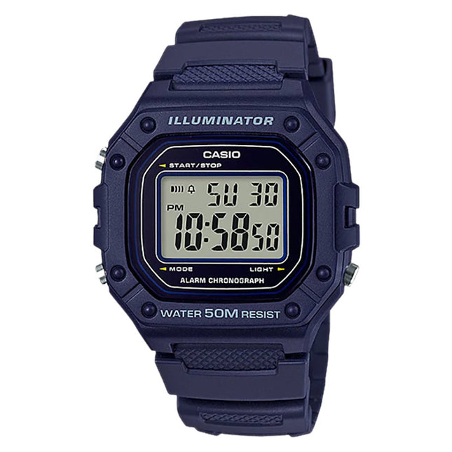 Casio General W-218H-2AVDF Digital Dial Navy Resin Band