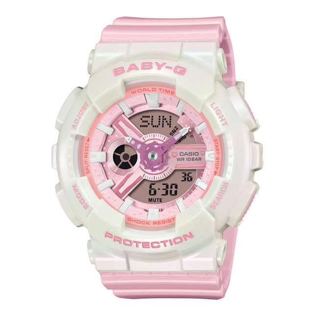 Casio Baby-G BA-110PD-4ADR Ladies Blue Digital Analog Dial Pink Resin Band