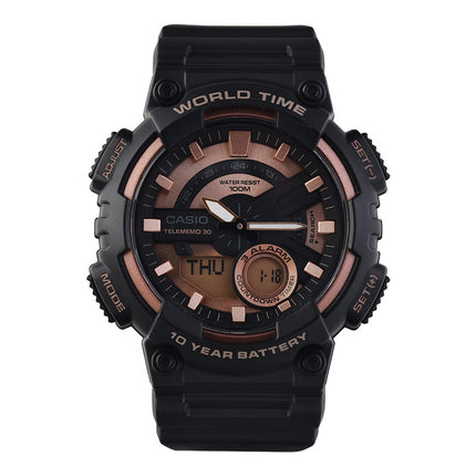 Casio General AEQ-110W-1A3VDF Men Digital Analog Dial Black Resin Band