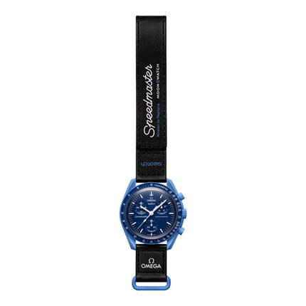 Swatch X Omega Bioceramic Moonswatch SO33N100 Mission To Neptune Speedmaster Blue Dial Velcro Strap