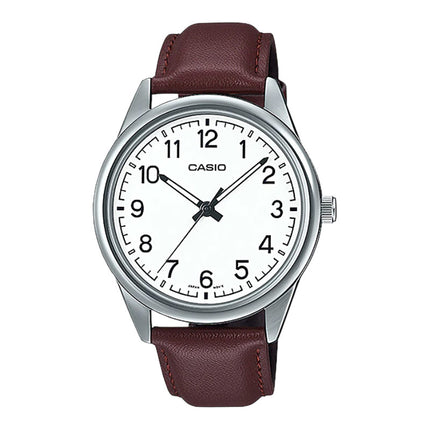 Casio General MTP-V005L-7B4UDF Men White Dial Brown Leather Band
