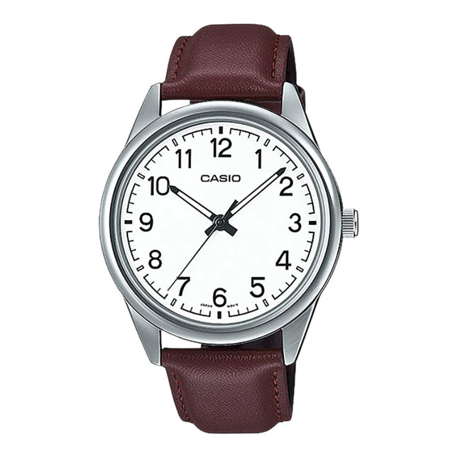 Casio General MTP-V005L-7B4UDF Men White Dial Brown Leather Band