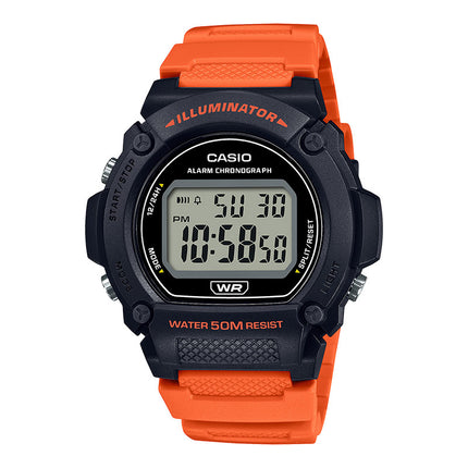 Casio General W-219H-4AVDF Digital Dial Orange Resin Band