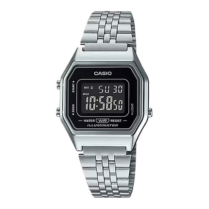Casio General LA680WA-1BDF Black Digital Dial Stainless Steel Band