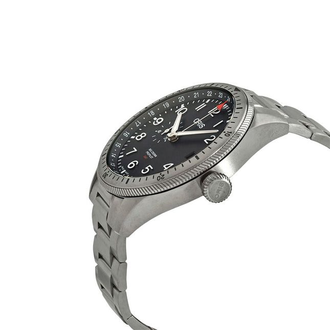 Oris Pro Pilot 01-748-7756-4064-07-8-22-08 Big Crown Timer GMT Black Dial Stainless Steel Strap
