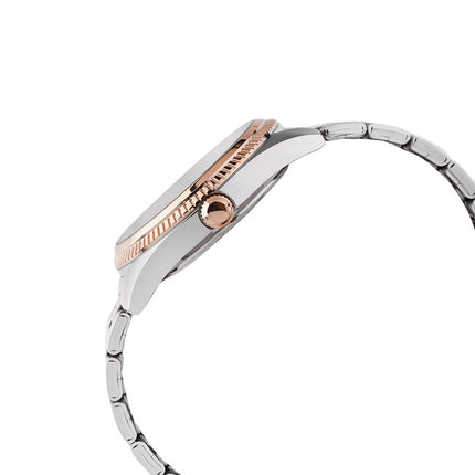 Alba Prestige AS9S62X1 Men Silver White Patterned Dial Dual Tone Stainless Steel Strap