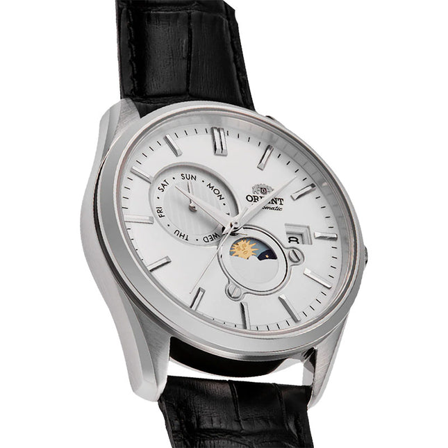 Orient Classic RA-AK0310S Automatic Sun & Moon White Dial Black Leather Strap