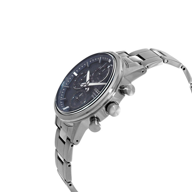 Seiko Chronograph SSB387P1 Discover More Men Blue Dial Titanium Strap