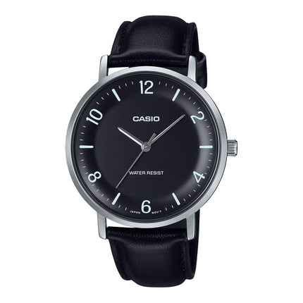 Casio General MTP-VT03L-1BDF Men Black Dial Black Leather Band