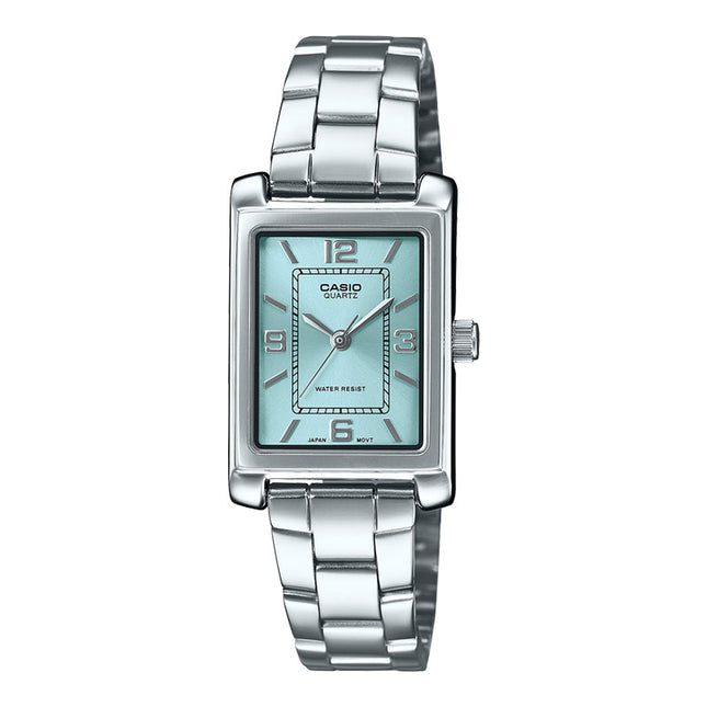Casio General LTP-1234DD-2ADF Tank Ladies Blue Dial Stainless Steel Band
