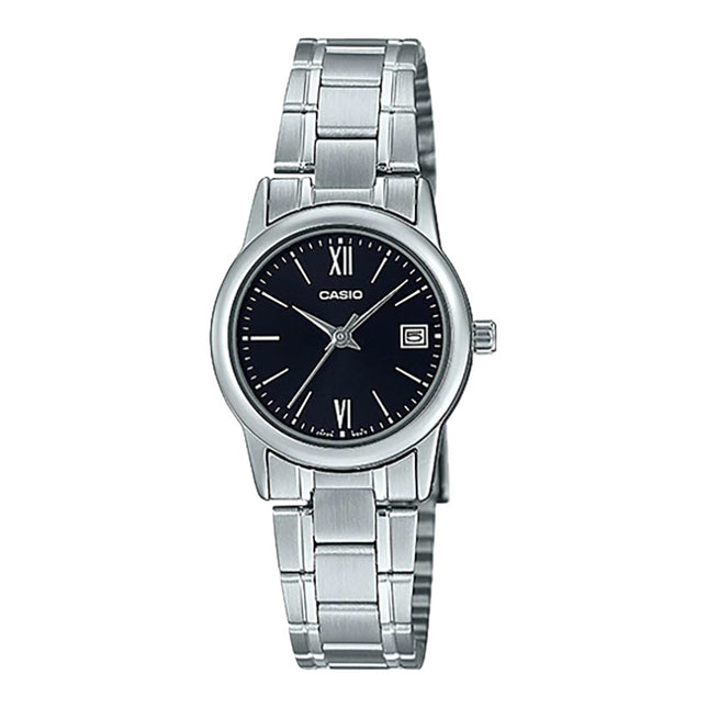 Casio General LTP-V002D-1B3UDF Ladies Black Dial Stainless Steel Band