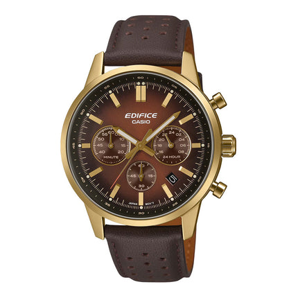 Casio Edifice EFR-575CL-5ADF Standard Chronograph Brown Graduated Dial Brown Leather Band
