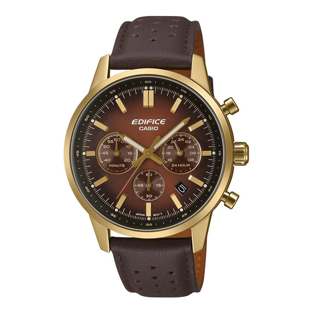 Casio Edifice EFR-575CL-5ADF Standard Chronograph Brown Graduated Dial Brown Leather Band