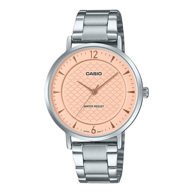 Casio General LTP-VT04D-4ADF Ladies Peach Dial Stainless Steel Band