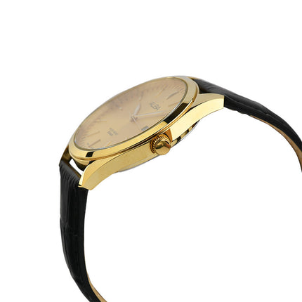 Alba Prestige AS9S22X1 Men Gilt Dial Black Leather Strap