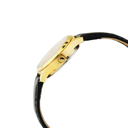 Alba Prestige AH7CG2X1 Ladies Light Champagne Dial Black Leather Strap