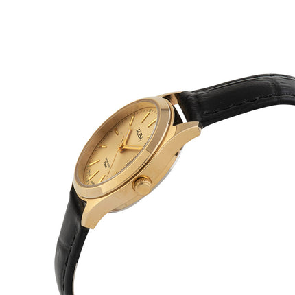 Alba ARX140X1_ARX122X1 Couple Gold Dial Black Leather Strap
