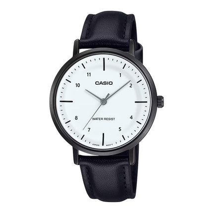 Casio General LTP-VT03BL-7BDF Ladies White Dial Black Leather Band