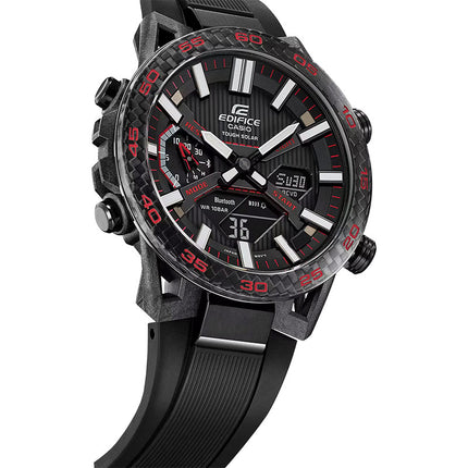 Casio Edifice ECB-2000PB-1ADF Men The Sospensione Digital Analog Black Dial Black Resin Band