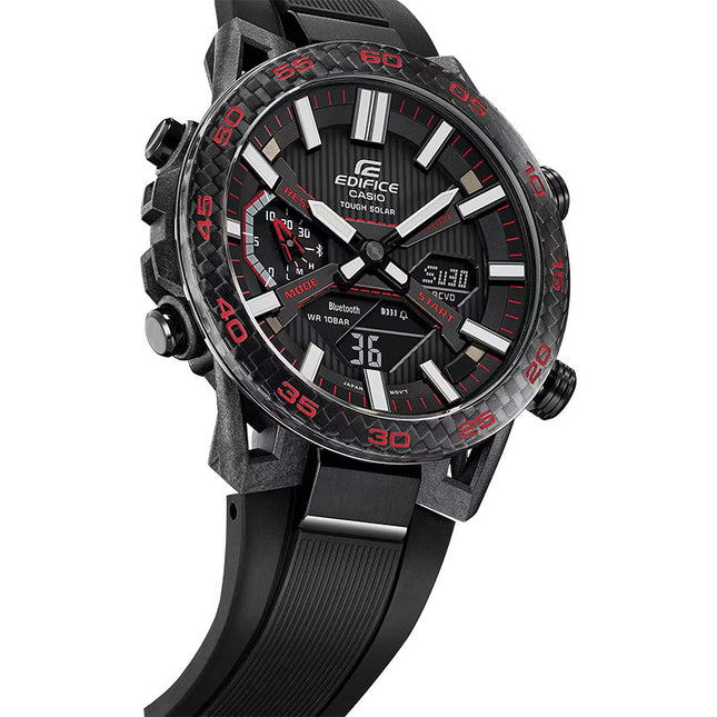 Casio Edifice ECB-2000PB-1ADF Men The Sospensione Digital Analog Black Dial Black Resin Band