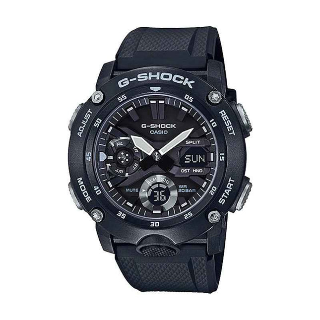 Casio G-Shock GA-2000S-1ADR Black Out Carbon Core Guard Black Digital Analog Dial Black Resin Band
