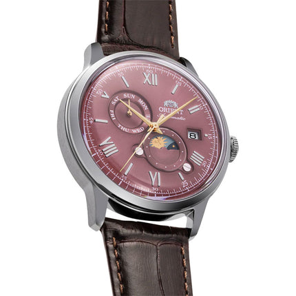 Orient Classic RA-AK0807R Bambino Automatic Sun & Moon Bordeaux Dial Brown Leather Strap