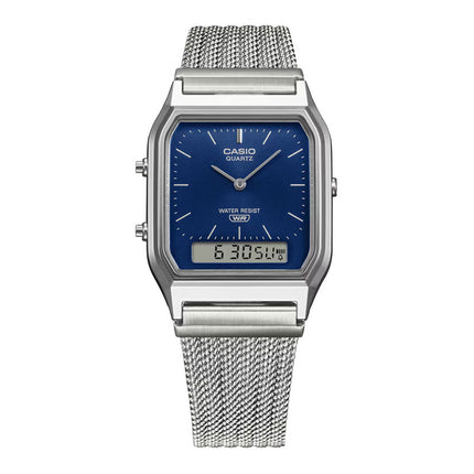 Casio General AQ-230EM-2ADF Vintage Blue Digital Analog Dial Stainless Steel Mesh Band
