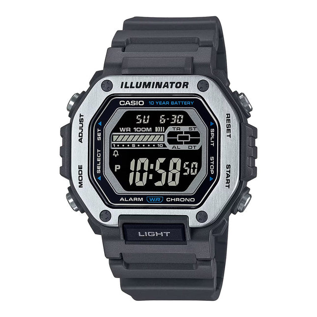 Casio General MWD-110H-8BVDF Men Illuminator Digital Dial Grey Resin Band