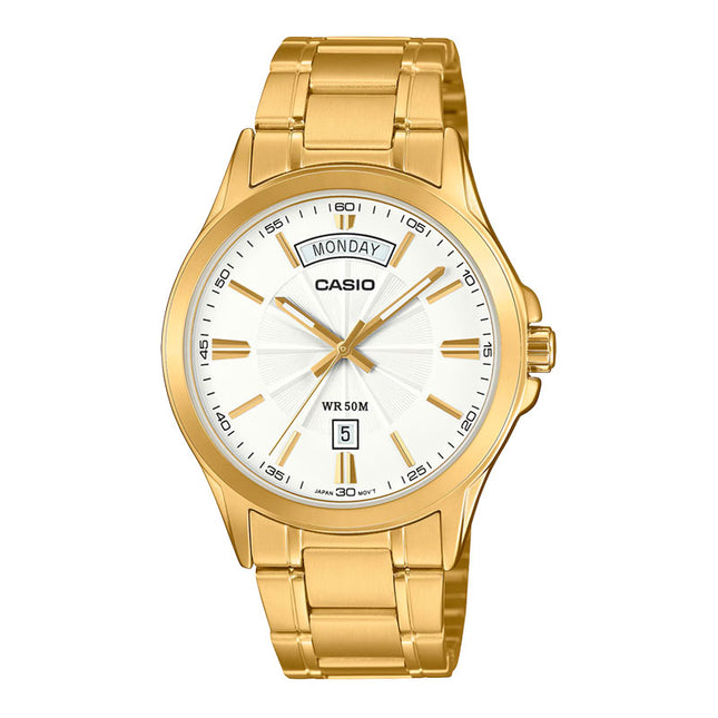 Casio General MTP-1381GD-7AVDF Enticer Men Silver Dial Gold Stainless Steel Band